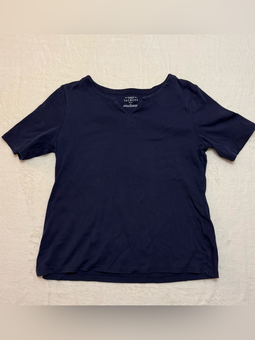 Talbots Navy Short Sleeve V-Notch Crew Tee